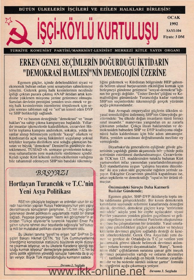 İşçi Köylü Kurtuluşu Sayı 104