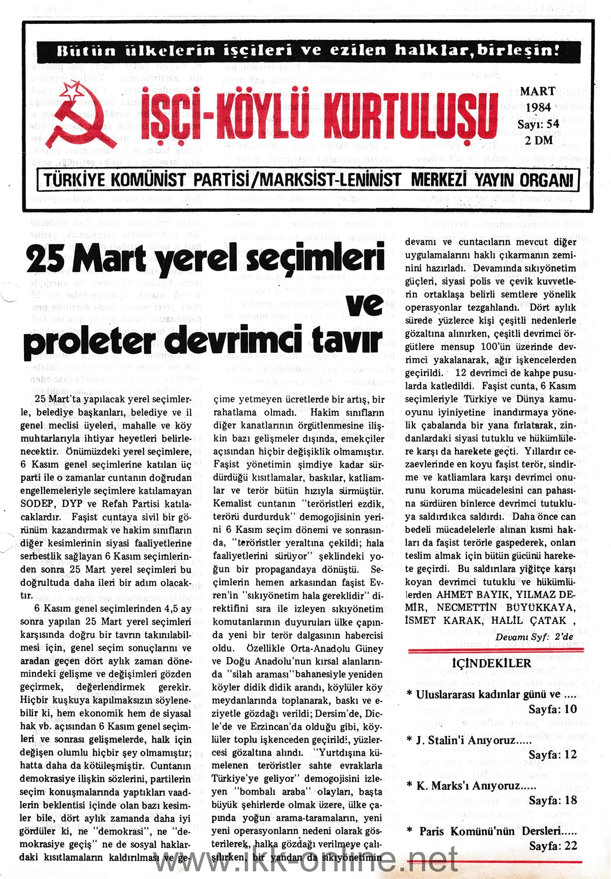 İşçi Köylü Kurtuluşu Sayı-54