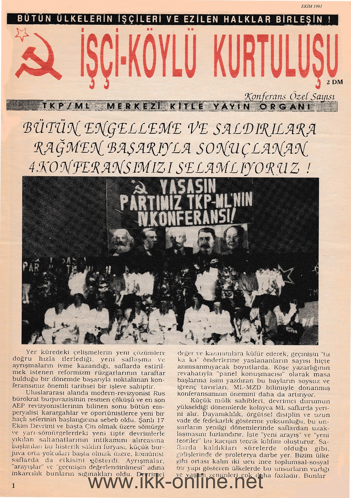 İşçi Köylü Kurtuluşu Özel Sayı