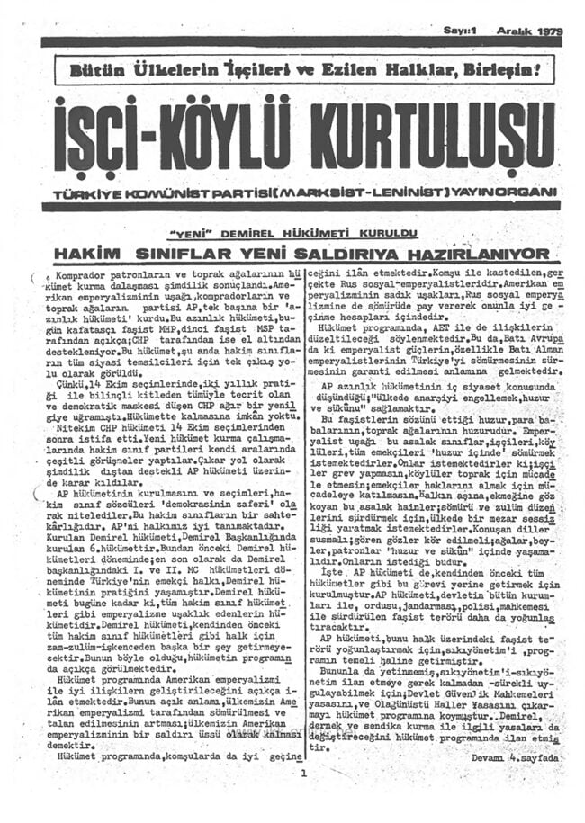 İşçi Köylü Kurtuluşu Sayı-1