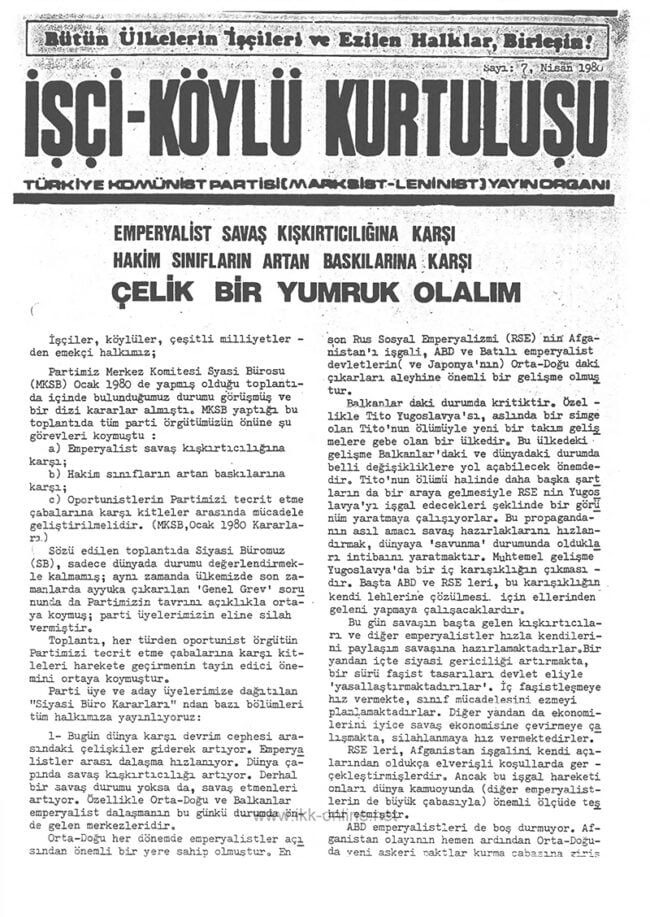 İşçi Köylü Kurtuluşu Sayı-7