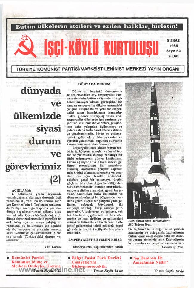 İşçi Köylü Kurtuluşu Sayı 62