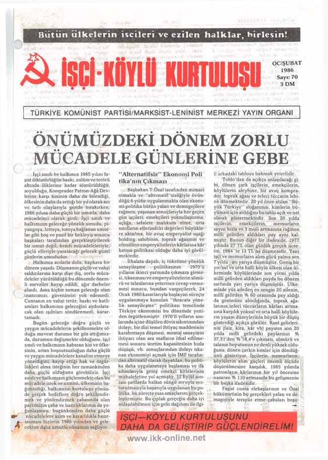 İşçi Köylü Kurtuluşu Sayı 70