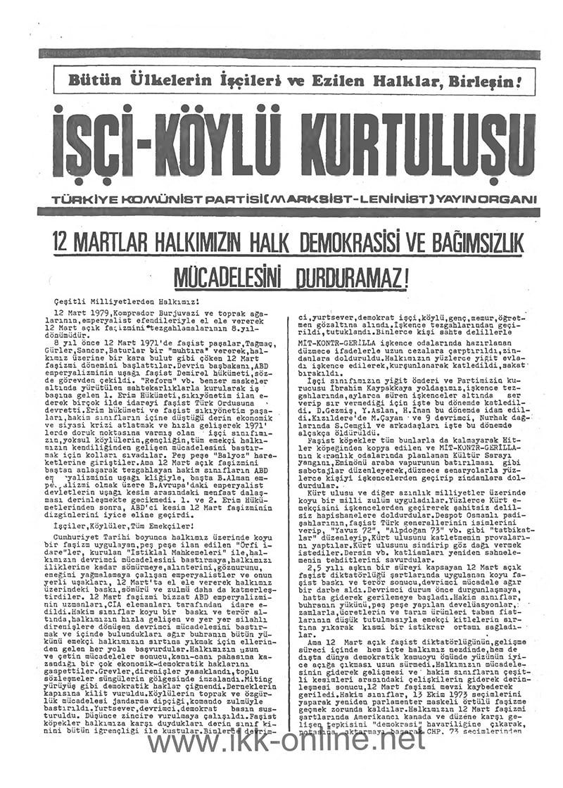 İşçi Köylü Kurtuluşu Mart 1979-3