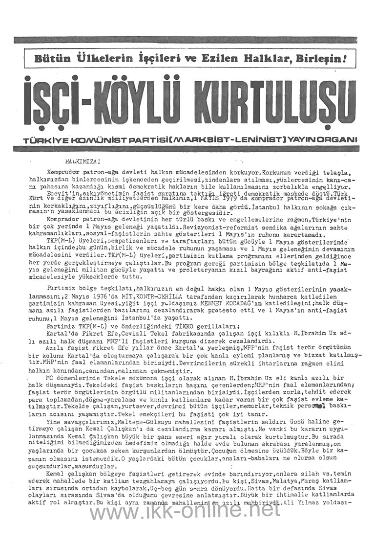 İşçi Köylü Kurtuluşu Mayıs 1979