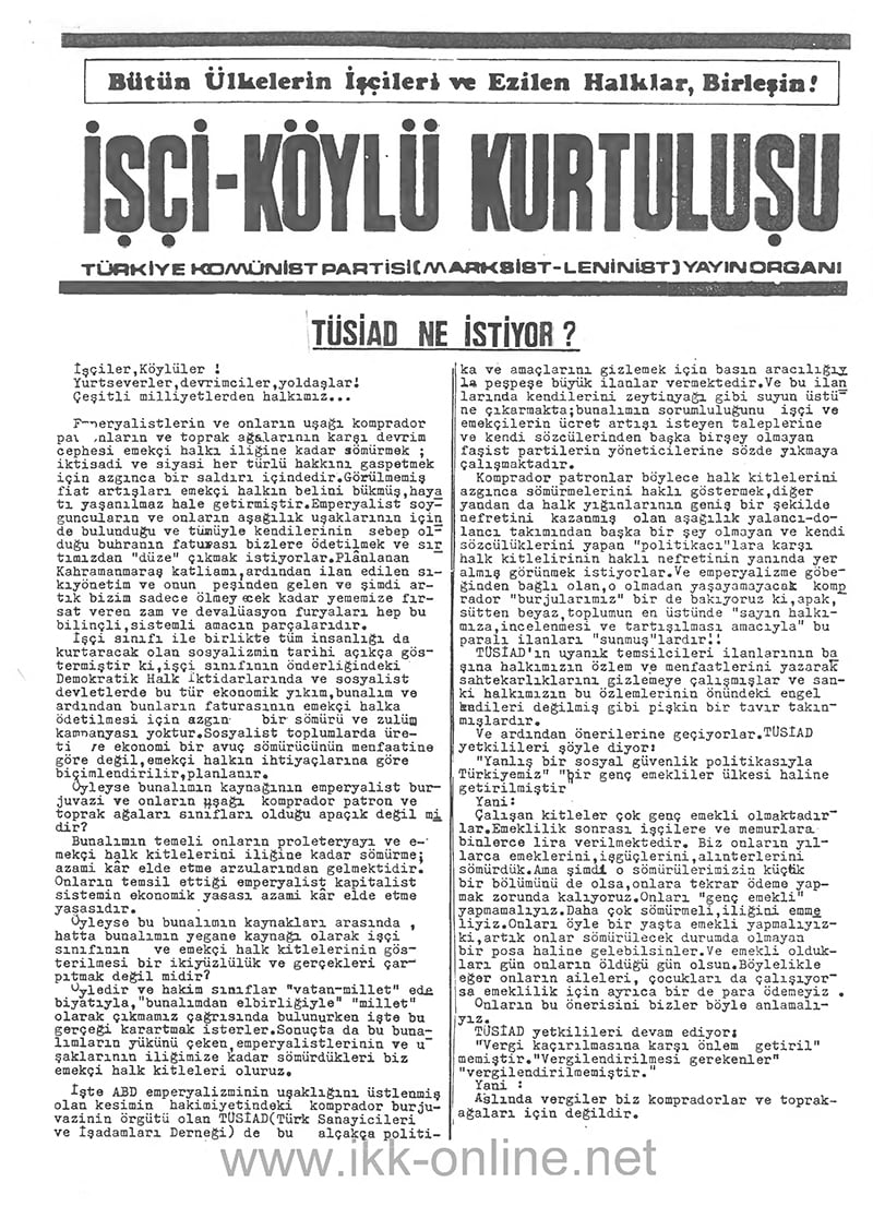 İşçi Köylü Kurtuluşu Haziran 1979-2